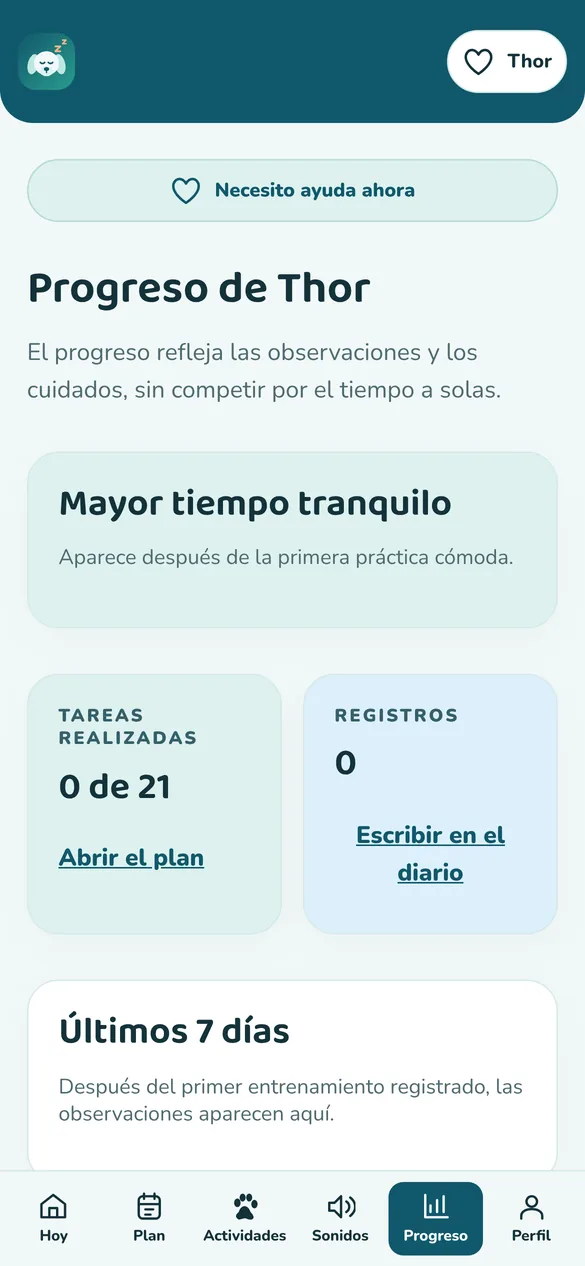 Pantalla real: diario y progreso